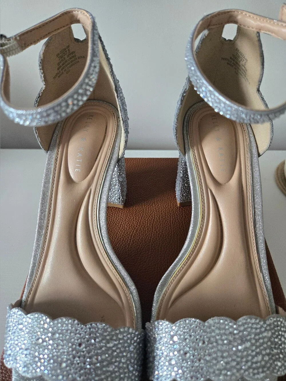 Katie & Kelly Sparkling Silver Rhinestone Ankle-Strap Block Heel Sandal (NEW) - Picture 13 of 14